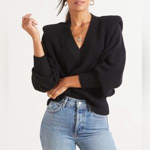 Pistola Camille V-Neck Shoulder Sweater in black